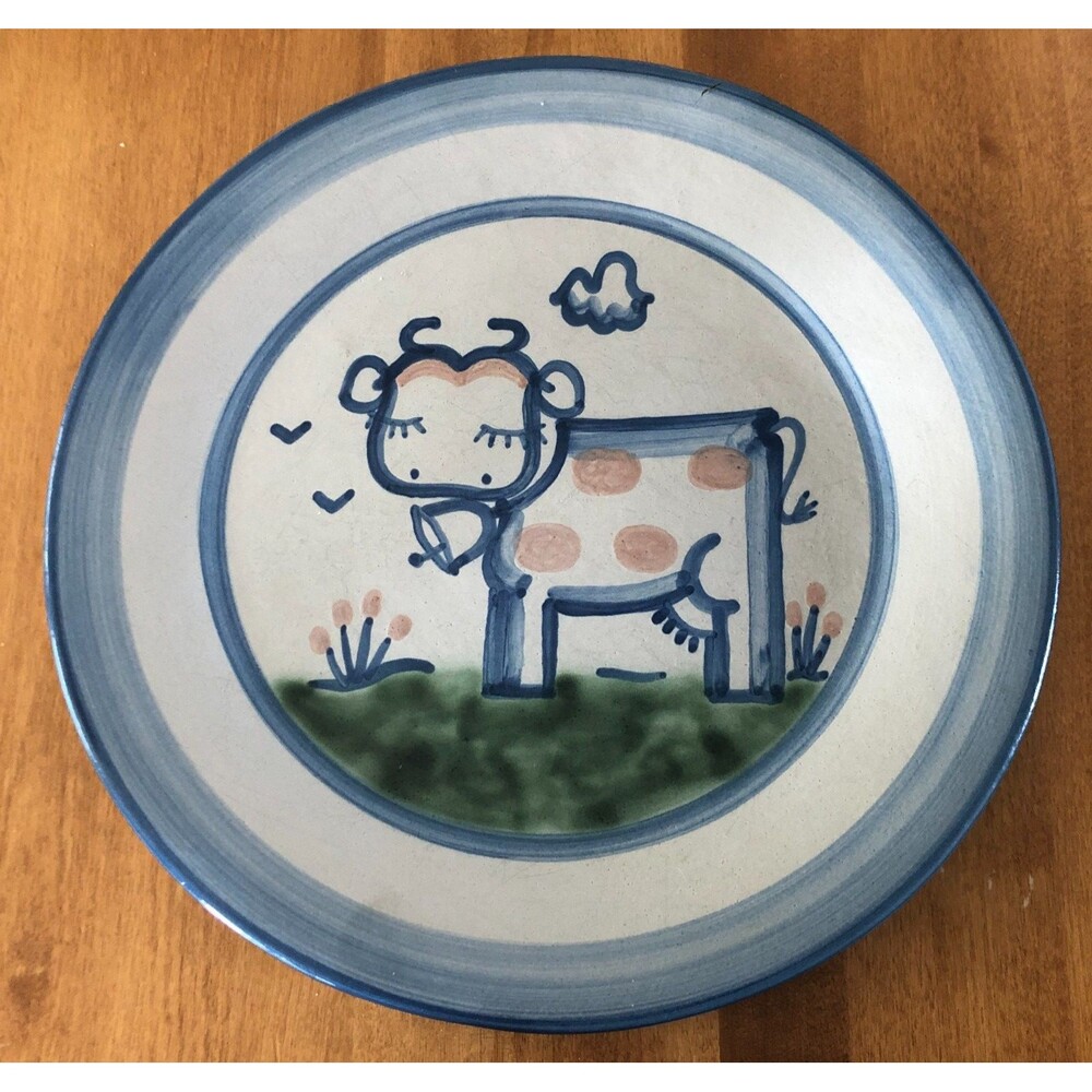 VINTAGE MA Hadley Dinner Plate COW Blue Gray 11.5” Country Farmhouse READ